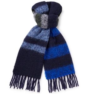 No Nationality Wool Blend Navy Stripe Scarf
